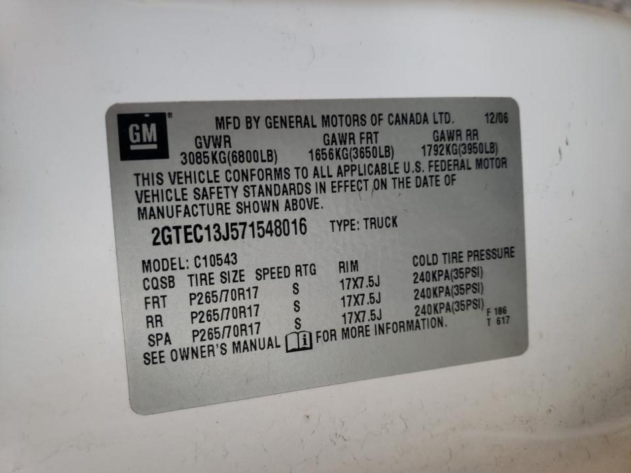 Фото 10 с аукциона – 2007 GMC NEW SIERRA с VIN 2GTEC13J571548016