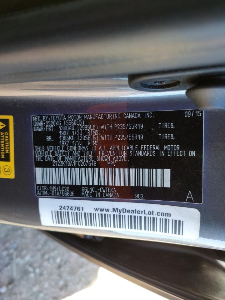 Photo 10 from auction – 2015 LEXUS RX 350 with VIN 2T2ZK1BA1FC207648