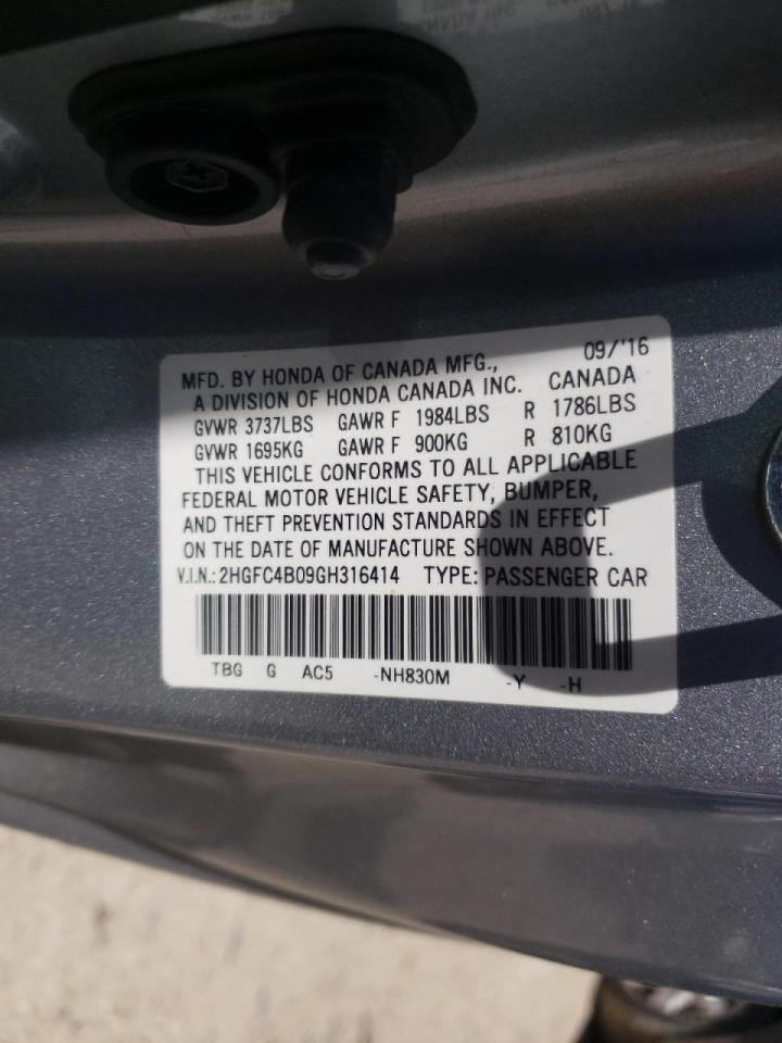 Photo 10 from auction – 2016 HONDA CIVIC LX with VIN 2HGFC4B09GH316414