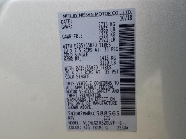 Photo 10 from auction – 2019 NISSAN PATHFINDER with VIN 5N1DR2MM8KC588565