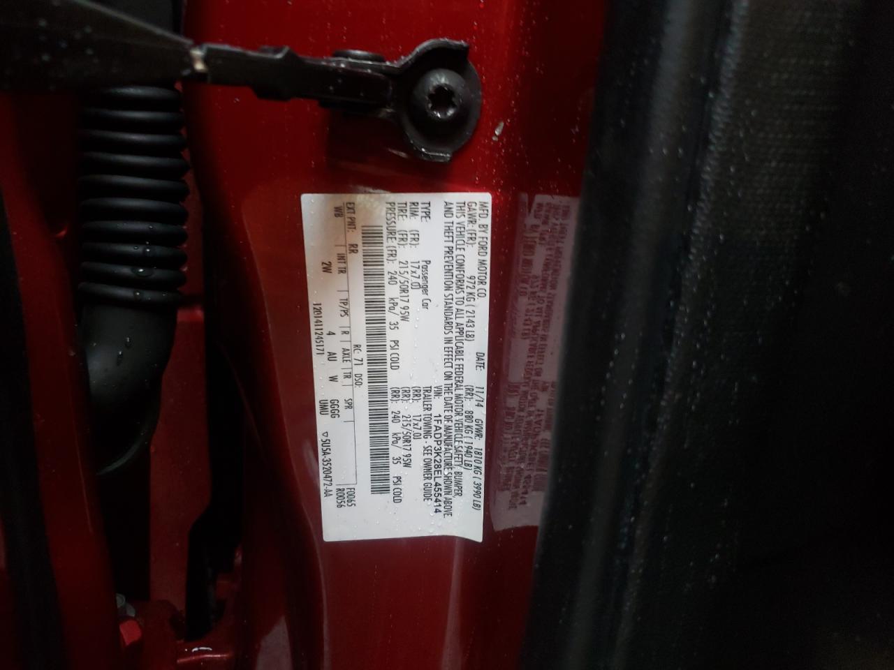 Photo 10 from auction – 2014 FORD FOCUS SE with VIN 1FADP3K28EL455414