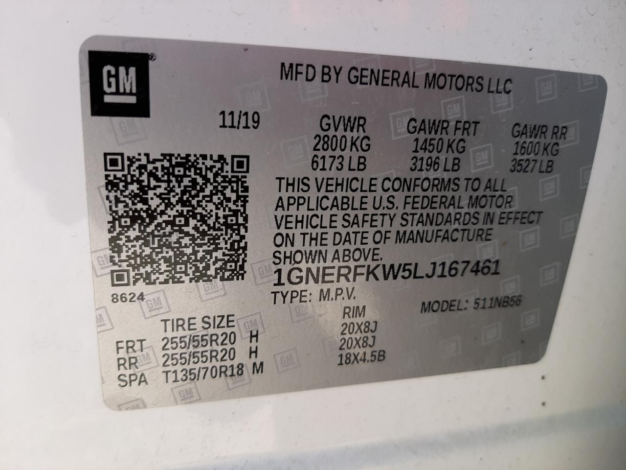 Photo 10 from auction – 2020 CHEVROLET TRAVERSE L with VIN 1GNERFKW5LJ167461