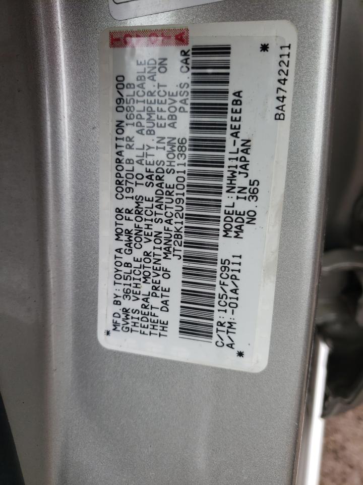 Photo 10 from auction – 2001 TOYOTA PRIUS with VIN JT2BK12U910011386