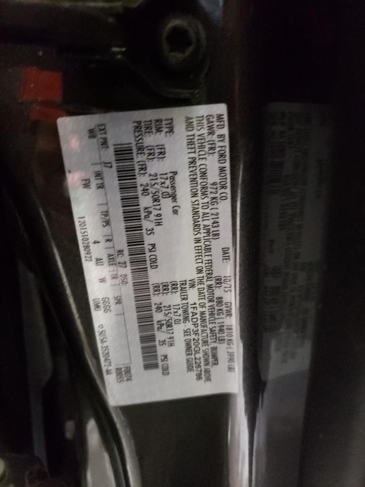 Photo 10 from auction – 2016 FORD FOCUS SE with VIN 1FADP3F20GL226786
