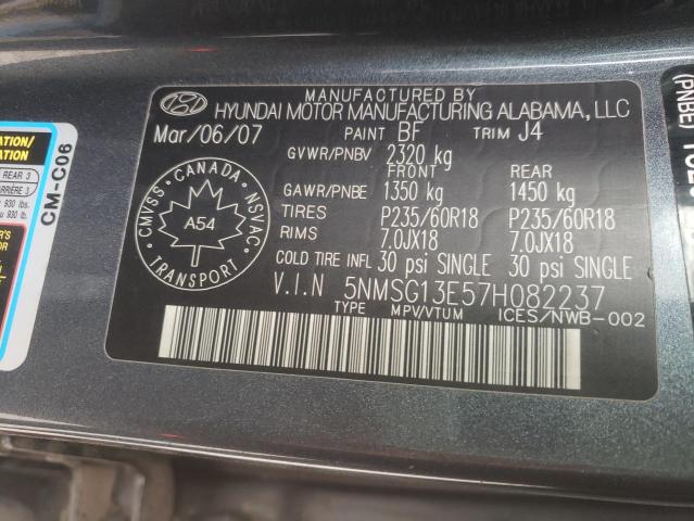 Photo 10 from auction – 2007 HYUNDAI SANTA FE G with VIN 5NMSG13E57H082237