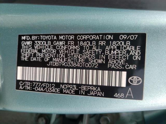 Photo 10 from auction – 2008 TOYOTA YARIS with VIN JTDBT903384010072