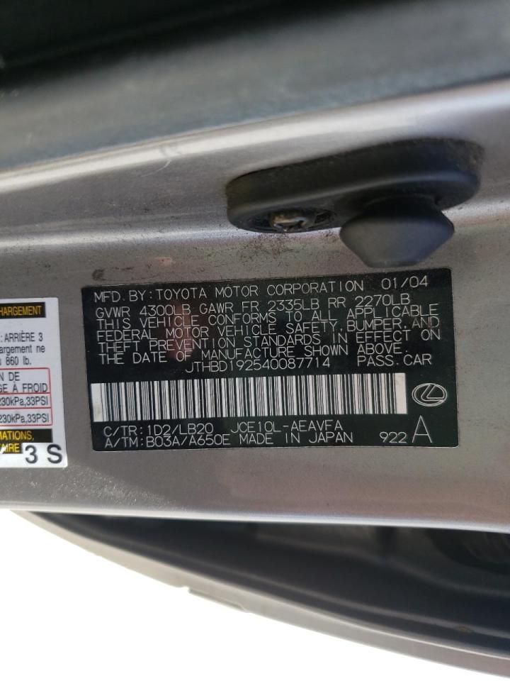 Photo 10 from auction – 2004 LEXUS IS 300 with VIN JTHBD192540087714