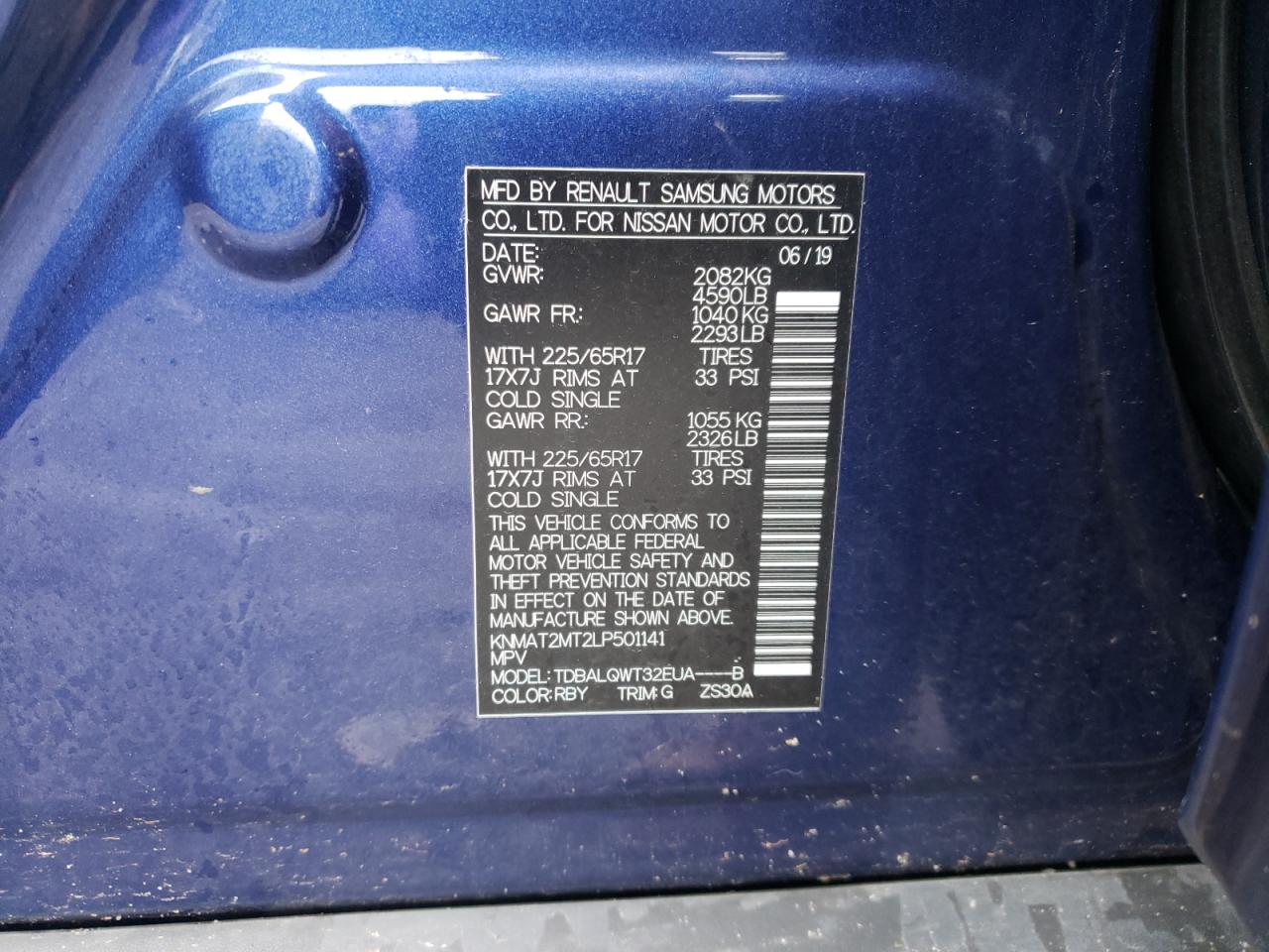 Photo 10 from auction – 2020 NISSAN ROGUE S with VIN KNMAT2MT2LP501141
