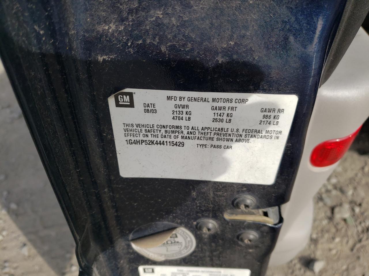 Photo 10 from auction – 2004 BUICK LESABRE CU with VIN 1G4HP52K444115429
