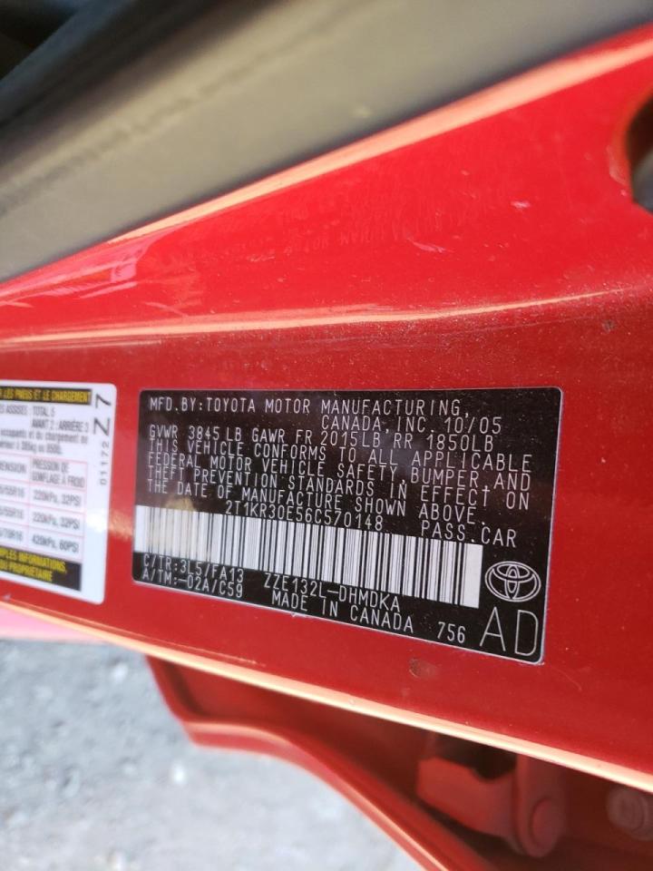 Photo 10 from auction – 2006 TOYOTA COROLLA MA with VIN 2T1KR30E56C570148