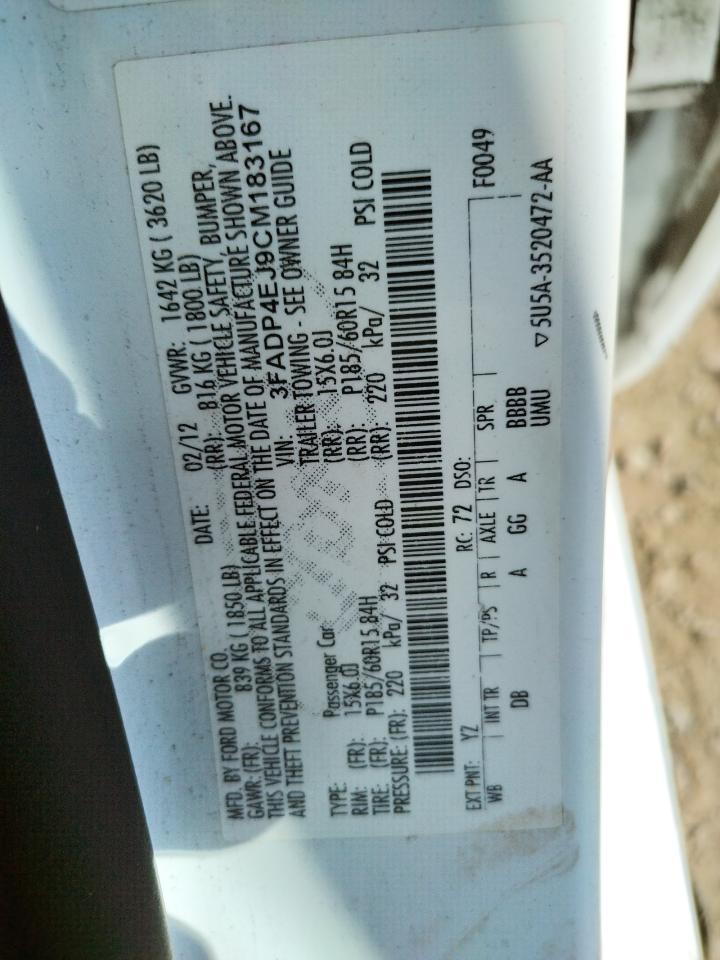 صورة رقم 10 من المزاد - 2012 FORD FIESTA SE مع VIN 3FADP4EJ9CM183167