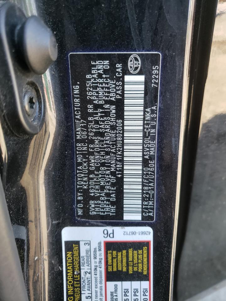 Photo 20 from auction – 2017 TOYOTA CAMRY LE with VIN 4T1BF1FK2HU802006
