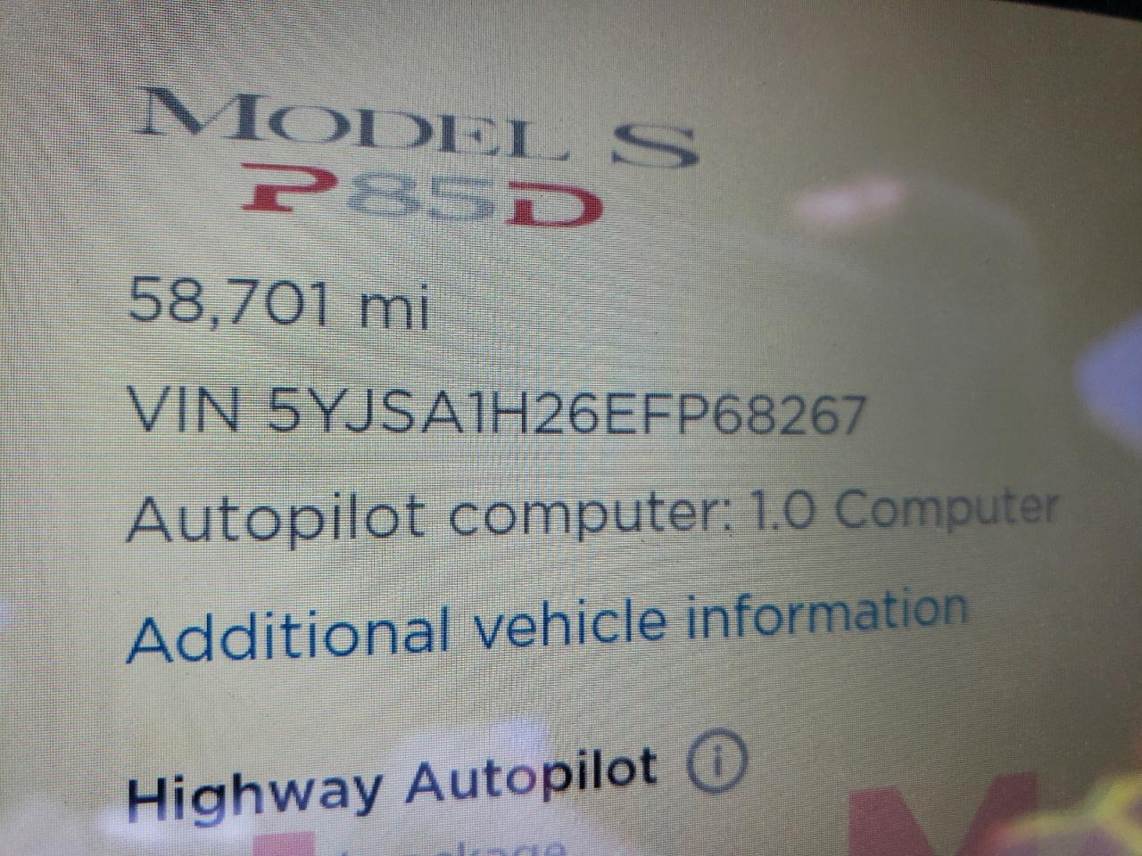 Photo 10 from auction – 2014 TESLA MODEL S with VIN 5YJSA1H26EFP68267