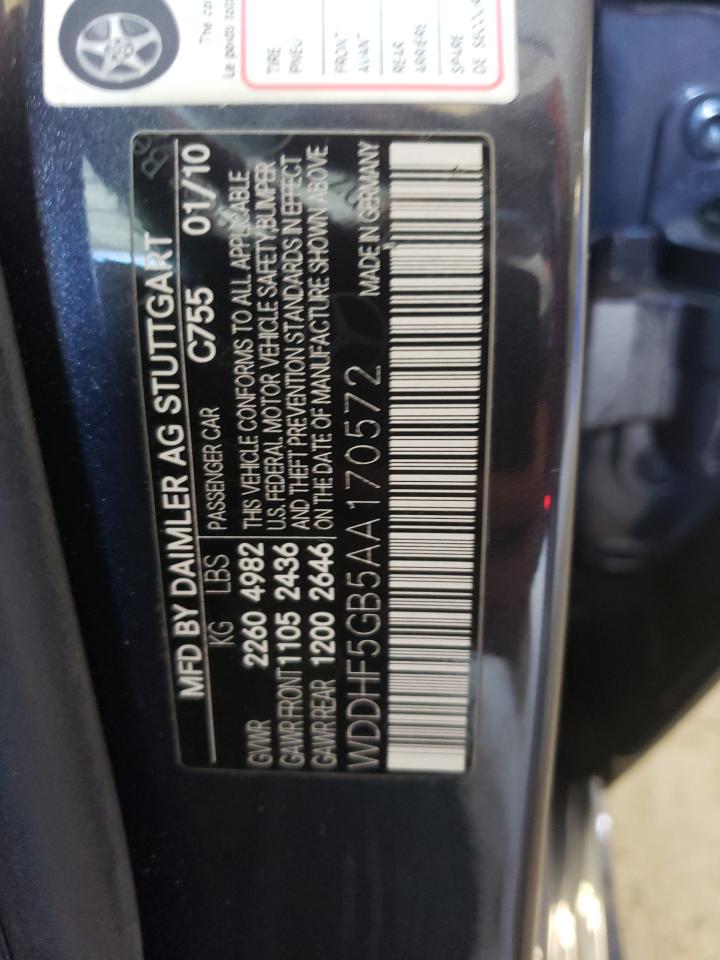 Photo 10 from auction – 2010 MERCEDES-BENZ E 350 with VIN WDDHF5GB5AA170572