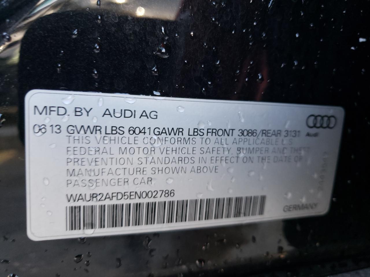 Photo 10 from auction – 2014 AUDI A8 L QUATT with VIN WAUR2AFD5EN002786