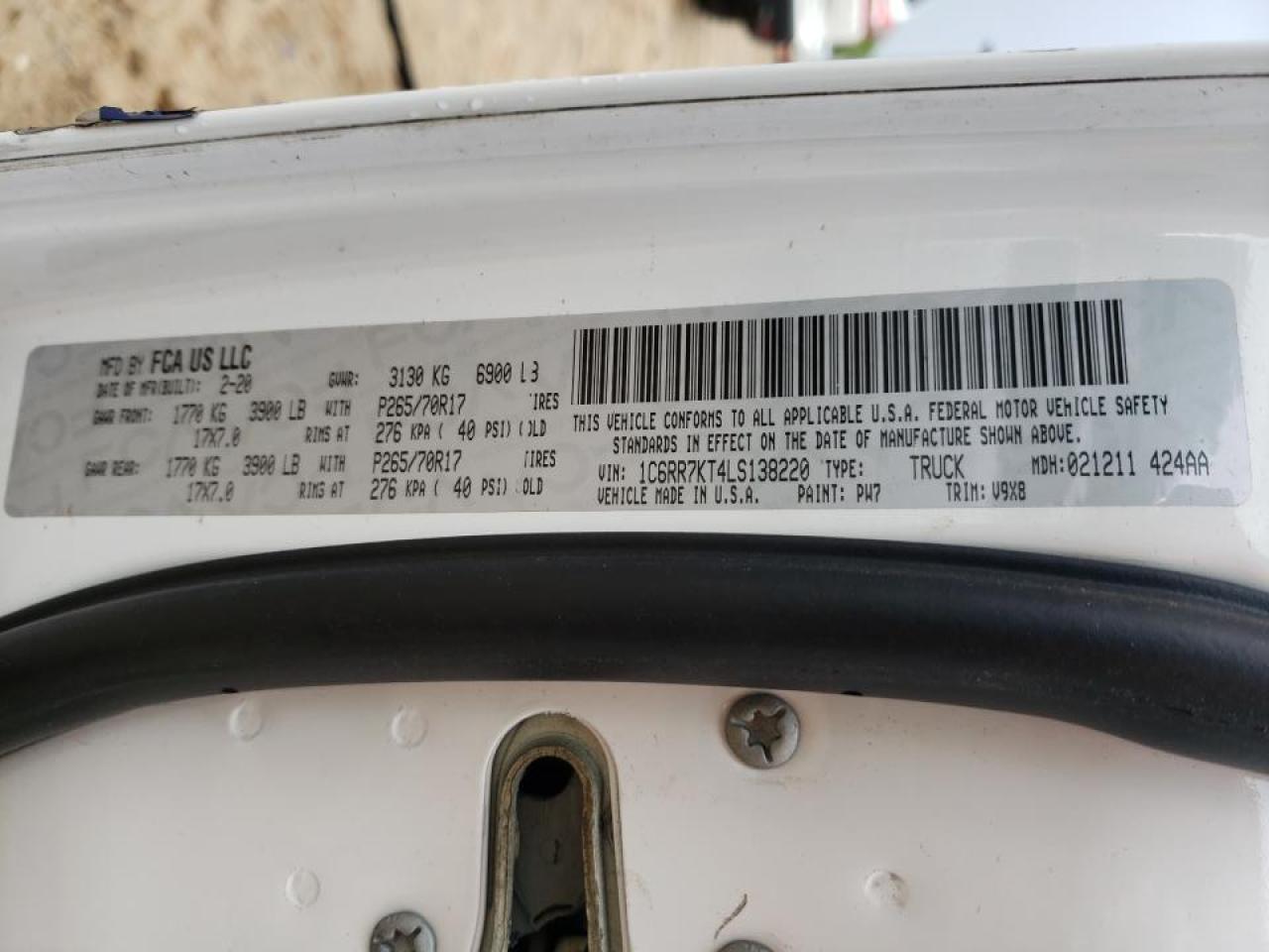 Photo 10 from auction – 2020 RAM 1500 CLASS with VIN 1C6RR7KT4LS138220