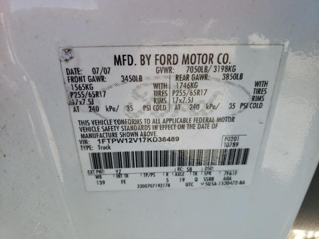 Photo 10 from auction – 2007 FORD F150 SUPER with VIN 1FTPW12V17KD36489