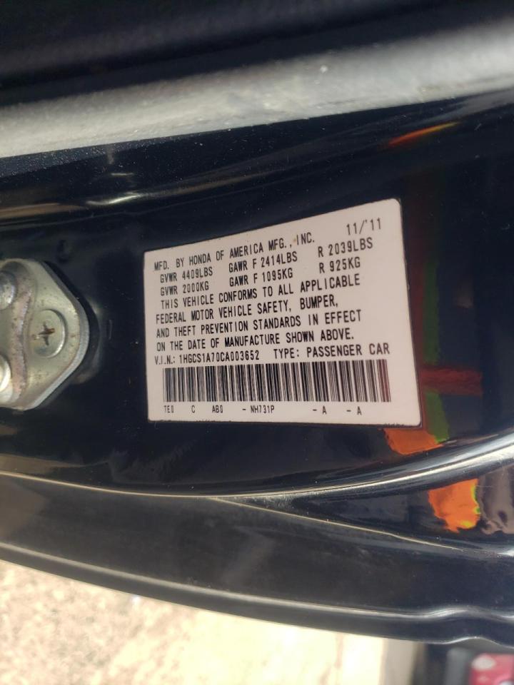 Photo 10 from auction – 2012 HONDA ACCORD EX with VIN 1HGCS1A70CA003652