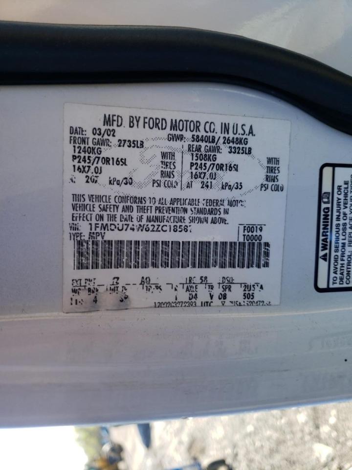 Photo 10 from auction – 2002 FORD EXPLORER E with VIN 1FMDU74W62ZC18581