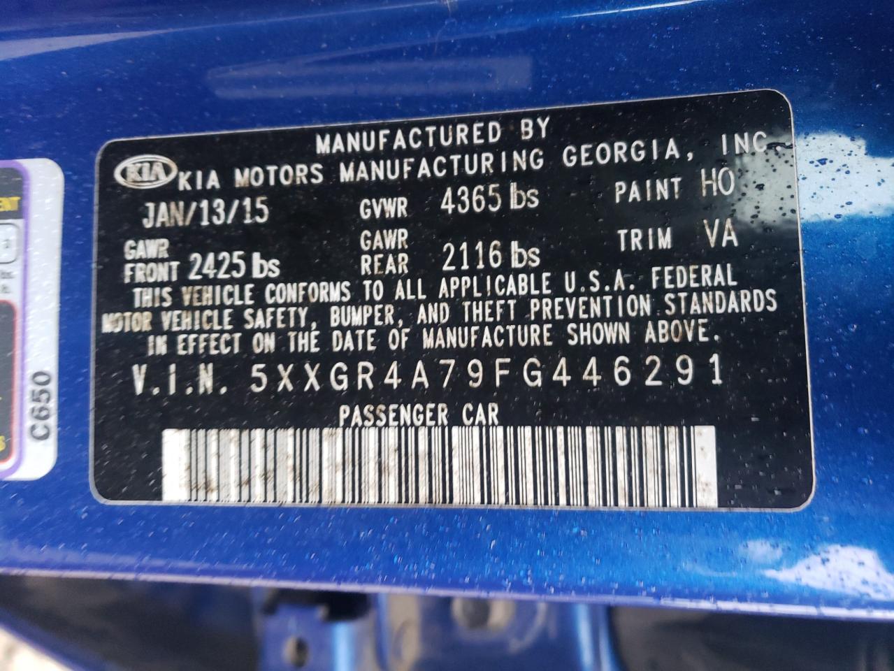 Photo 10 from auction – 2015 KIA OPTIMA SX with VIN 5XXGR4A79FG446291
