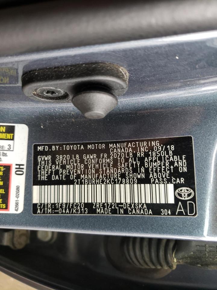 Photo 10 from auction – 2019 TOYOTA COROLLA L with VIN 2T1BURHE2KC178809