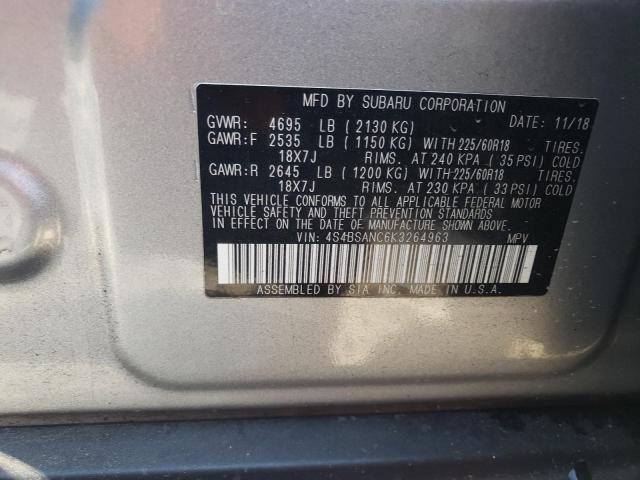 SUBARU OUTBACK 2. 2019 with VIN 4S4BSANC6K3264963 - Photo from auction
