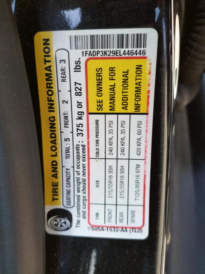 Photo 10 from auction – 2014 FORD FOCUS SE with VIN 1FADP3K29EL446446