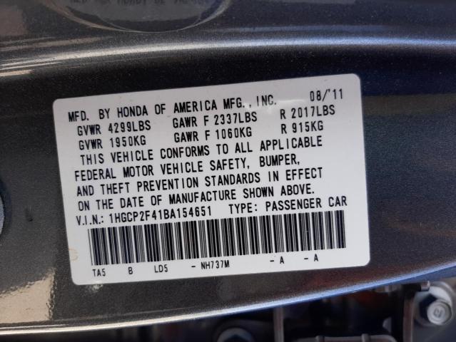 Photo 10 from auction – 2011 HONDA ACCORD LXP with VIN 1HGCP2F41BA154651