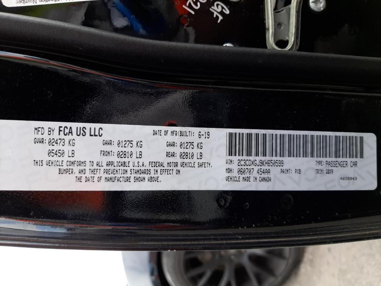Photo 10 from auction – 2019 DODGE CHARGER SC with VIN 2C3CDXGJ9KH650599