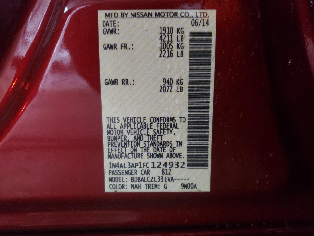 Photo 10 from auction – 2015 NISSAN ALTIMA S with VIN 1N4AL3AP1FC124932