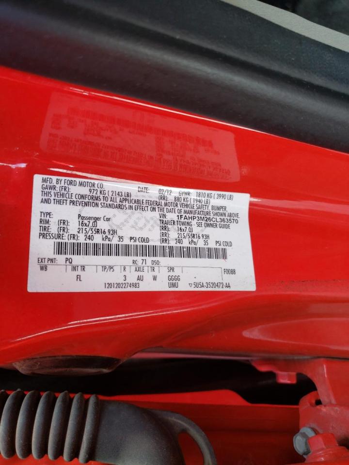 Photo 10 from auction – 2012 FORD FOCUS SEL with VIN 1FAHP3M26CL363570