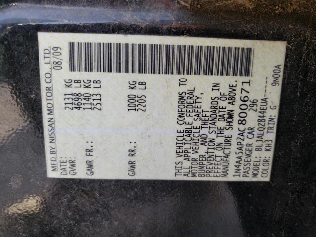 Photo 10 from auction – 2010 NISSAN MAXIMA S with VIN 1N4AA5AP2AC800671