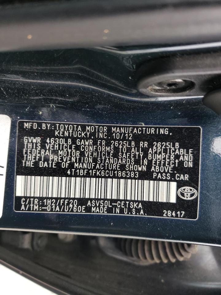 Photo 10 from auction – 2012 TOYOTA CAMRY BASE with VIN 4T1BF1FK6CU186383