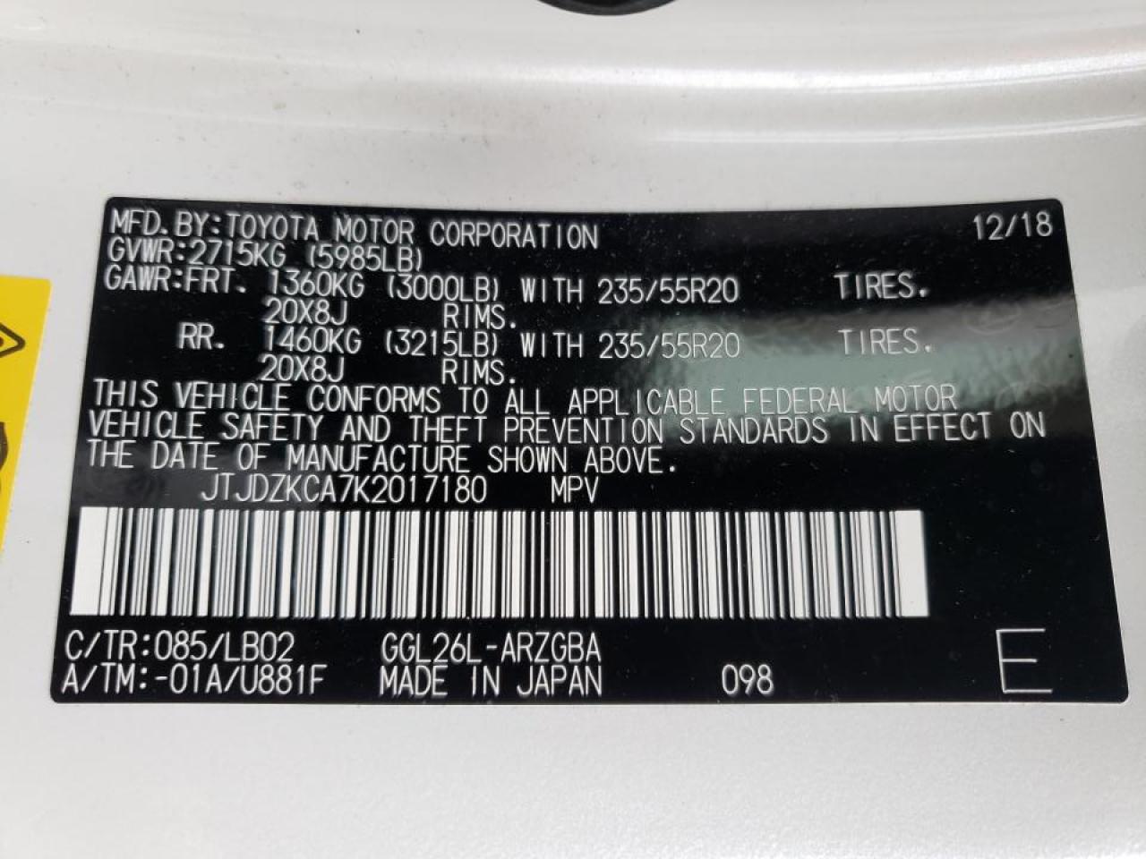 Photo 10 from auction – 2019 LEXUS RX 350 L with VIN JTJDZKCA7K2017180