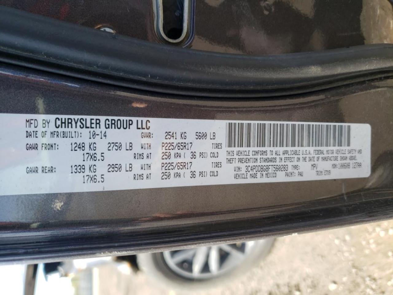 Photo 10 from auction – 2015 DODGE JOURNEY SX with VIN 3C4PDDBG8FT560283