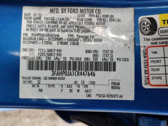 Photo 10 from auction – 2012 FORD FUSION SEL with VIN 3FAHP0JA1CR447646