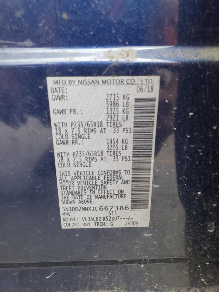 Photo 10 from auction – 2018 NISSAN PATHFINDER with VIN 5N1DR2MNXJC667386