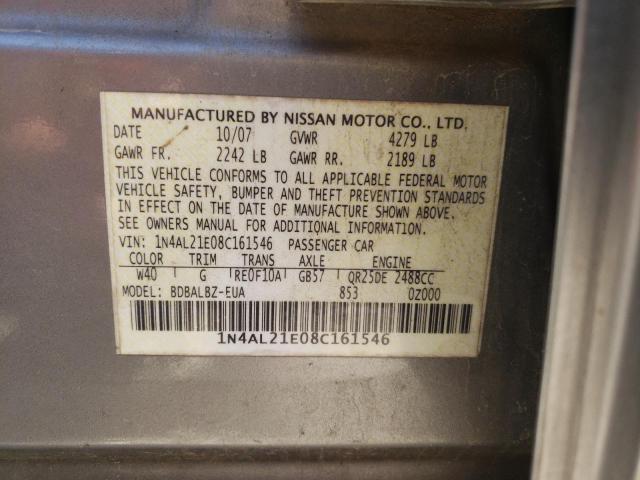 Photo 10 from auction – 2008 NISSAN ALTIMA 2.5 with VIN 1N4AL21E08C161546