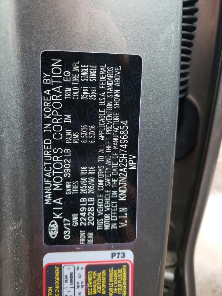 Photo 10 from auction – 2017 KIA SOUL with VIN KNDJN2A25H7496854