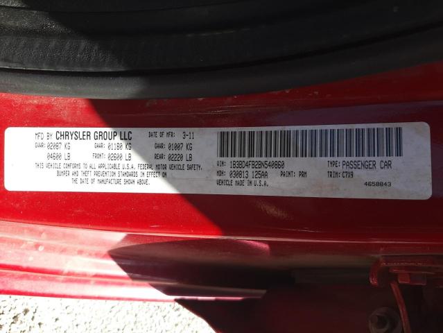 Photo 10 from auction – 2011 DODGE AVENGER EX with VIN 1B3BD4FB2BN540860