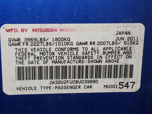 Photo 10 from auction – 2011 MITSUBISHI LANCER ES/ with VIN JA32U2FU0BU039880