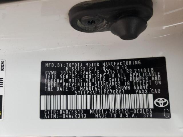 Photo 10 from auction – 2020 TOYOTA COROLLA LE with VIN 5YFEPRAE1LP076661