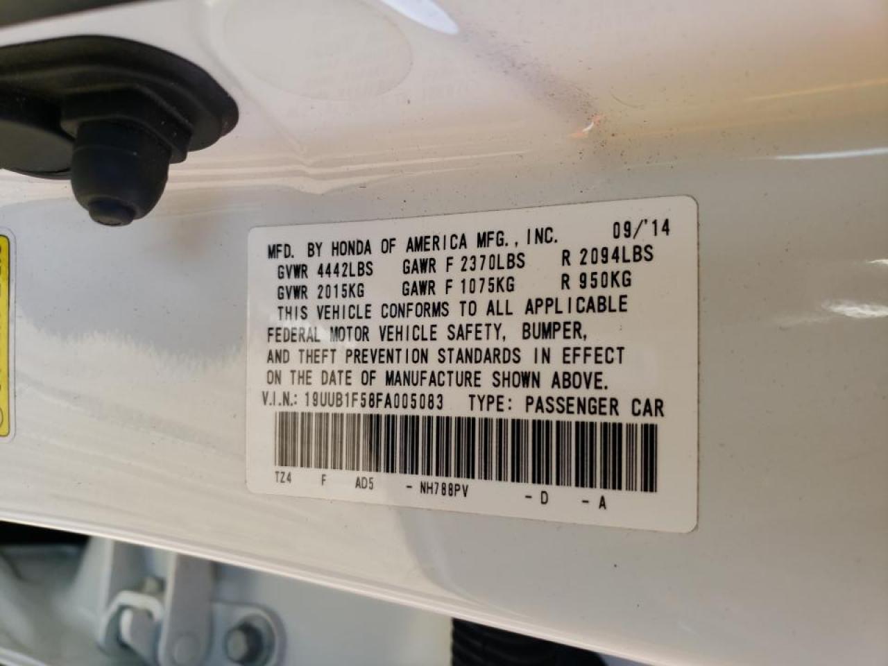 Photo 10 from auction – 2015 ACURA TLX TECH with VIN 19UUB1F58FA005083