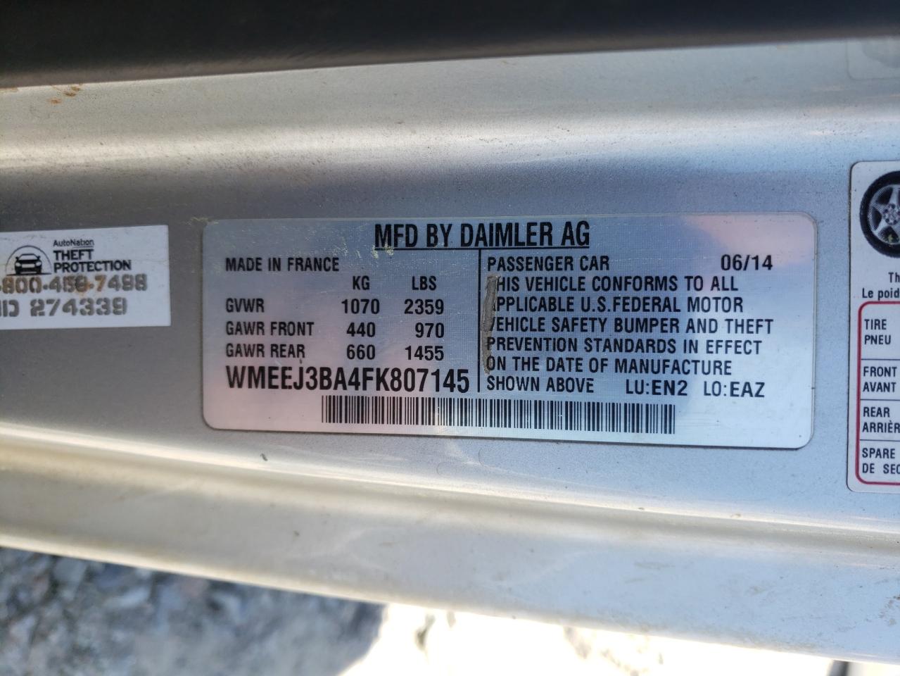 Photo 10 from auction – 2015 SMART FORTWO PUR with VIN WMEEJ3BA4FK807145
