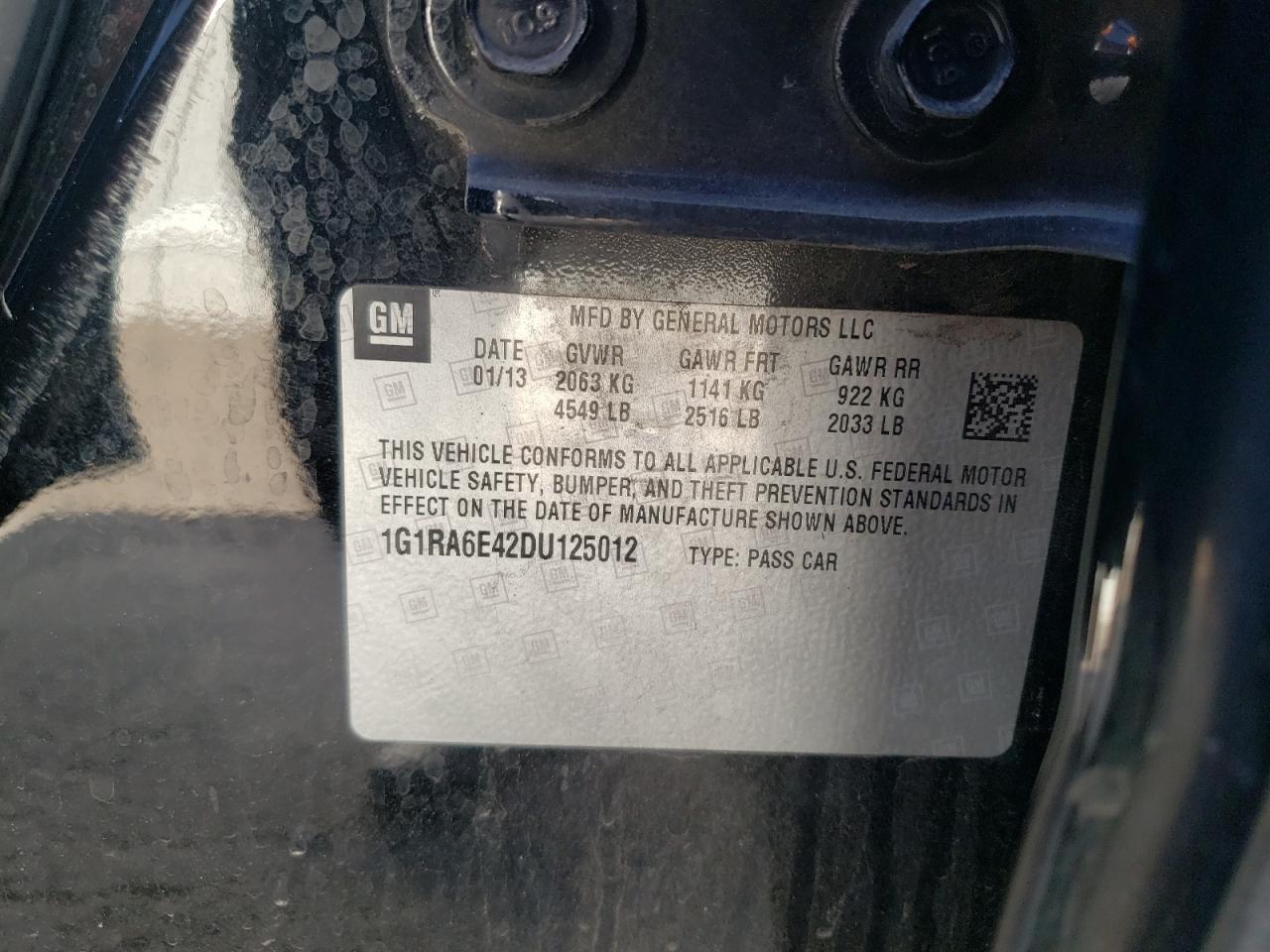 Photo 10 from auction – 2013 CHEVROLET VOLT with VIN 1G1RA6E42DU125012