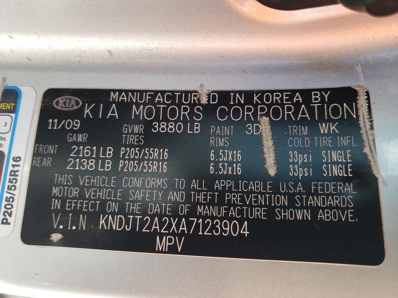 Photo 10 from auction – 2010 KIA SOUL with VIN KNDJT2A2XA7123904