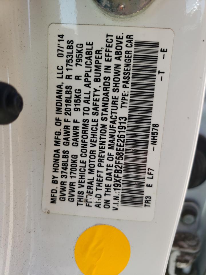 Photo 10 from auction – 2014 HONDA CIVIC LX with VIN 19XFB2F58EE261913