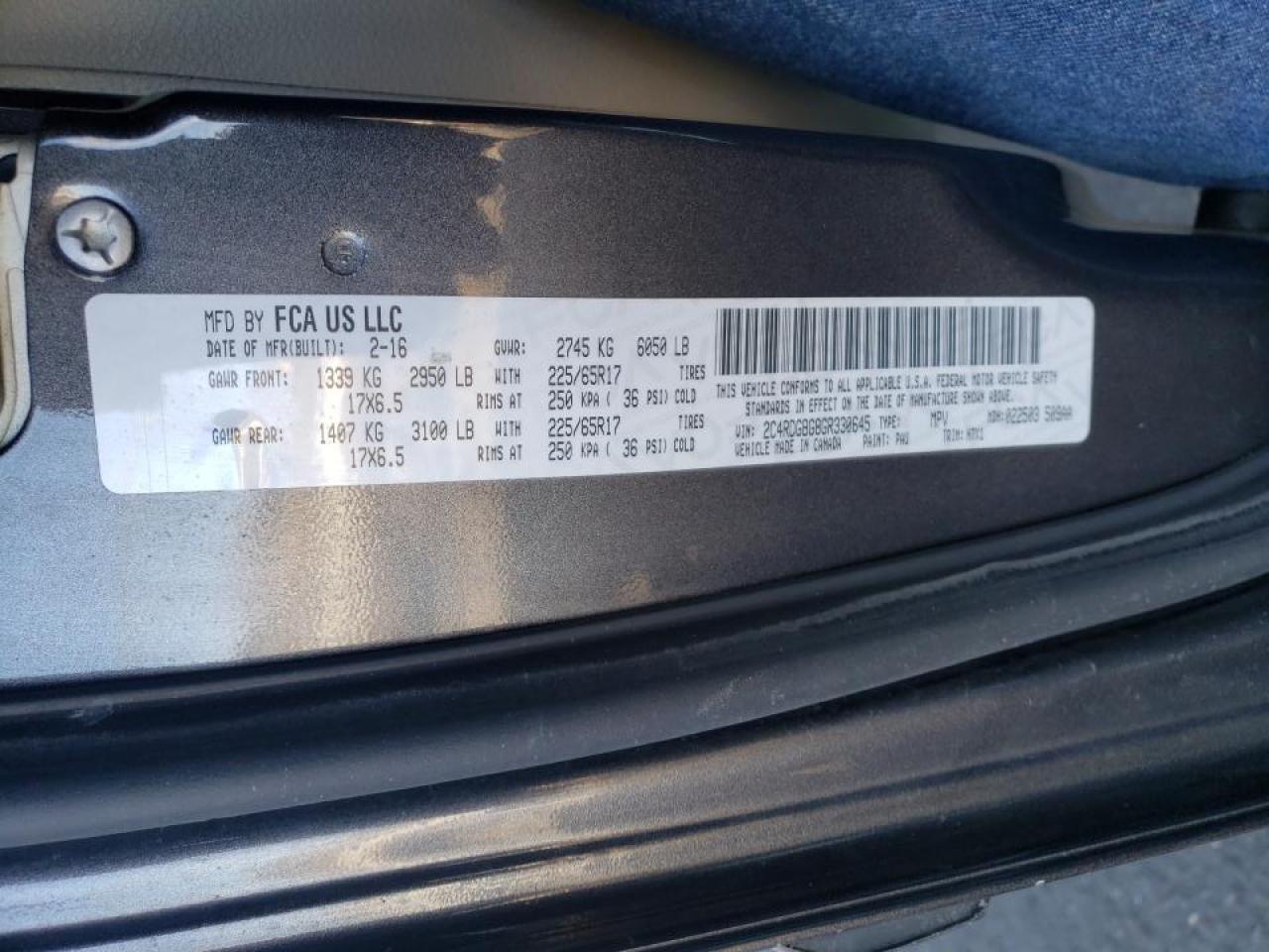 Photo 10 from auction – 2016 DODGE GRAND CARA with VIN 2C4RDGBG8GR330645