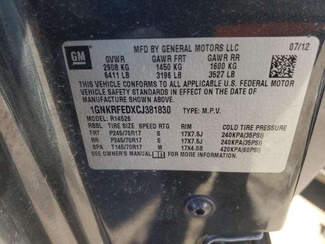 Photo 10 from auction – 2012 CHEVROLET TRAVERSE L with VIN 1GNKRFEDXCJ381830