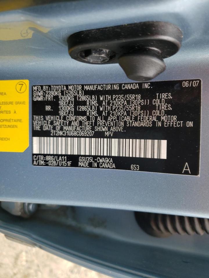 Photo 10 from auction – 2008 LEXUS RX 350 with VIN 2T2HK31U68C069207